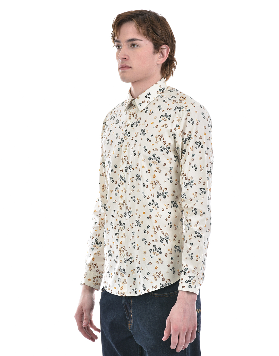 Numero Uno Men Floral Print Beige Shirt